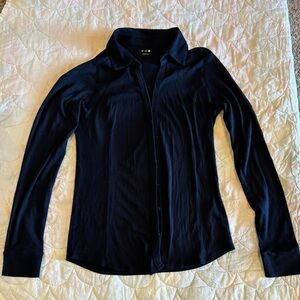 E5 Three Dots Black Long Sleeve Shirt Size L